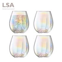 UK LSA Pearl Rainbow handmade Mapei transparent water glass Whiskey glass Cold drink cup set of 4