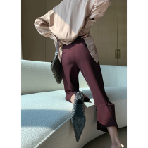 2021 spring and autumn new design irregular foot mouth suit pants womens high waist thin all-match nine-point straight casual pants