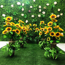 Wedding props Mori wooden pile road lead wedding ceremony props scene layout outdoor outdoor entrance sunflower decoration