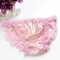 Lace Side Bikini 100% Silk Underpants Sexy Breathable Mulberry Silk Ladies breifs Comfortable Low Waist