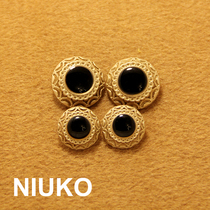NIUKO exquisite high grade matte gold metal button point black witch empty coat button garment accessories