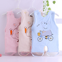 Baby cartoon cotton half-back belly pocket Summer spring baby thickened vest Newborn warm cotton vest home clothes