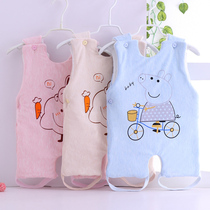 Baby cartoon plus cotton half-back bellyband autumn and winter baby thick vest newborn warm cotton vest home clothing