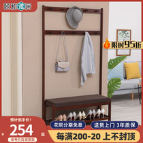 Solid Wood Changing Shoes Stool Home Ground Clothes Hat Rack Doorway Clothes Rack Shoes Rack Integrated Door Hall Cloister Hood Cabinet Bedroom Shoe Cabinet