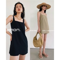 DMON machine washable minimalist elegant custom color suspenders female summer 2021 New retro jumpsuit