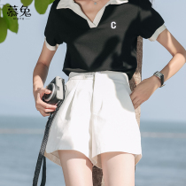 Müller small sub loose with wide legs white shorts women 2022 Summer new high waist Conspicuy Slim Casual Western Dress Pants Thin