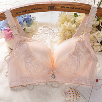 White underwear without rims small chest womens gathered bra Adjustment thickened mold cup Womens closed breast bra thin section