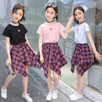 6 female big child dress set 8 summer 7 Korean version 15 year old girl short sleeve princess skirt 9 casual two-piece 12