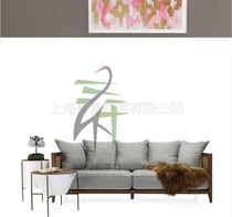 Southeast Asian solid wood cloth art rattan sofa Living room Zen Serie A small family type minimalist modern double trio rattan sofa