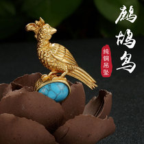Pure Copper Tantric instrument Protector Partridge Bird Buddhist Gold wing Drop Magic Pestle Pendant Amulet Evil Buddha Necklace pendant