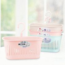 Adhesive hook basket kitchen wall hanging basket bathroom cosmetics storage basket bath plastic small basket