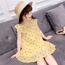 Korean dress summer girls dress 2022 new foreign chiffon dress middle size children doll collar vest skirt