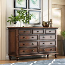 American seven-bucket cabinet storage cabinet country vintage old white bedroom TV cabinet locker all solid wood nine-bucket cabinet