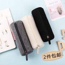 Large Capacity Pencil Pouch Pencil Case Korea Pure Color Felt Pen Bag Brief Student Pencil Case Creative Stationery Bag Wholesale