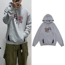 Amei Kazi Japanese retro shark pattern printed hooded sweater mens Tide brand loose BF couple jacket ins