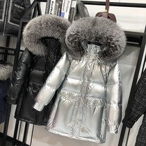 MRMW2021 winter New Chao big silver fox fur collar long down jacket female Korean loose thick coat