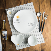 Creative Nordic Western tableware steak knife fork plate set three-piece set full set of ceramic western plate household 489