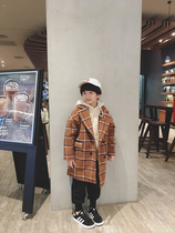 Clearance does not return cattle love small shop 2019 autumn and winter new literary retro yellow lattice coat coat coat