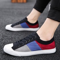 Autumn Mandarin duck canvas mens shoes Korean version of the trend Joker casual flat shoes old Beijing cloth shoes mens driving trendy shoes