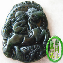 Shaanxi Lantian jade ink jade pendant A goods jade pendant natural jade pendant horse upper seal Hou health care jade men and women