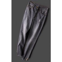 Retro smoke gray washed old feeling giant thin women high waist pants feet cut edge small feet 9 points jeans 68666