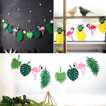 Shopping Mall indoor Christmas atmosphere layout supplies non-woven leaves Flamingo flag ceiling decoration