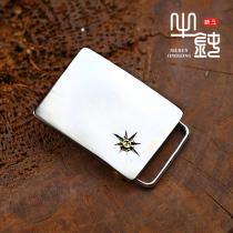 Cattle blunt Seiko Mirror Taka bridge belt buckle Indian style manually re - engraved 925 pure silver accessories for men