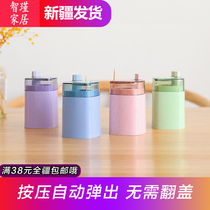 Xinjiang delivery multi-color Square wheat straw press automatic transparent toothpick tube European home furnishings