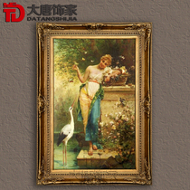 High-grade pure hand-painted European living room porch bedroom decoration painting classical Angel oil painting Court figure frame RW48
