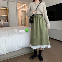 2021 student age reduction stitching skirt spring and summer womens skirt new high waist Joker long a-shaped umbrella skirt