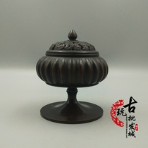 Antique pure copper pan incense burner home aromatherapy antique smoker sandalwood stove for Buddha tea ceremony hollow incense burner