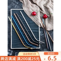 Stainless Steel Straw 304 Titanium Plated Color Eco-friendly Cocktail Straight Bend Household Adult Pearl Metal Drinking Tube