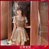 Summer Bathing Suit Women 2021 New slim Belly Belly Soak Spa Split Fashion Small Breasts Conservative Students Three Suits