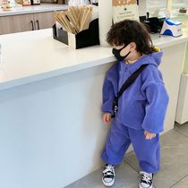 Children Suits 2021 Winter New Boy Gushed Casual Suit for male and female Han version thickened Two sets