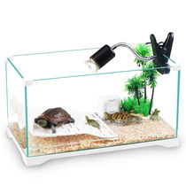 Tortoise tank with drying table glass small Villa raising turtle tank household ecological turtle special tank free water tank