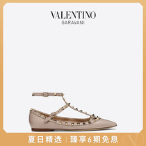 VALENTINO GARAVANI VALENTINO ROCKSTUD PATENT LEATHER LACE-UP RIVET FLATS