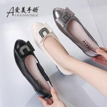 Large size womens shoes 40 43 Spring and Autumn shallow leather flat laddy shoes work shoes low heel four season shoes womens single shoes