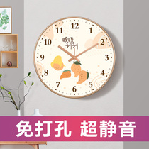 Minimalist modern bedroom round mute sweep second hanging clock things Ruyi clock Nordic Wind Creative Living room Clock