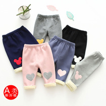 Children plus velvet baby warm cotton pants female baby wear open file Big Ass cotton leggings 0-3 years old autumn and winter 2