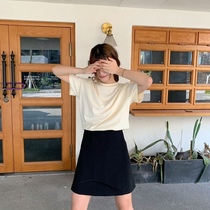 Spring and summer new texture pure cotton gentle Makaron T - shirt repair round collar short sleeve woman 8 colors