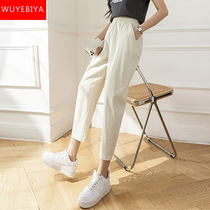 Cotton Linen Pants Teen Summer Dress 2022 New Junior High School High School Students Loose Casual Thin LINEN 90% PANTS