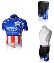 2010 blue cycling suit BMC summer cycling suit sweat-wicking short-sleeved cycling suit bib cycling pants equipment