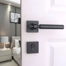 Taiwan Yibagli black door lock indoor bedroom room minimalist wood door split lock home American muted lock