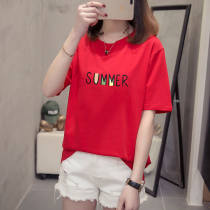 Plus size short sleeve t-shirt women loose summer 2021 new fat mm belly hidden meat fat sister womens coat