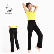 Chen Ting Pure Cotton Straight Drum Pants Men and womens bodybuilding Gymnastics Square Dance Fitness Pants Dance Pants Practice Long Pants Mid-Waist