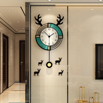 Nordic clock clock living room home fashion deer head light luxury Net red atmospheric hanging watch modern simple clock hanging wall