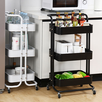 Kitchen shelf cart snack household storage rack Storage removable floor storage shelf with wheels three layers