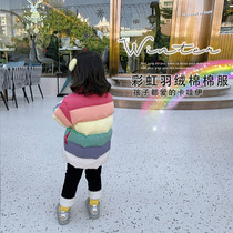 Fall in love with pussy girl cotton clothes baby foreign air winter dress children all love the kawoi rainbow down cotton cotton clothing Z