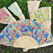 Japanese small fan Romantic flower cotton female fan Summer Snoopy Snoopy fan handle cartoon folding fan