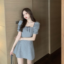 Light mature wind ins2020 summer new Korean version of net red with small plaid shirt dress bottoming small black skirt